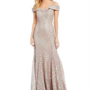 R&M Richards Off the Shoulder Mermaid Gown